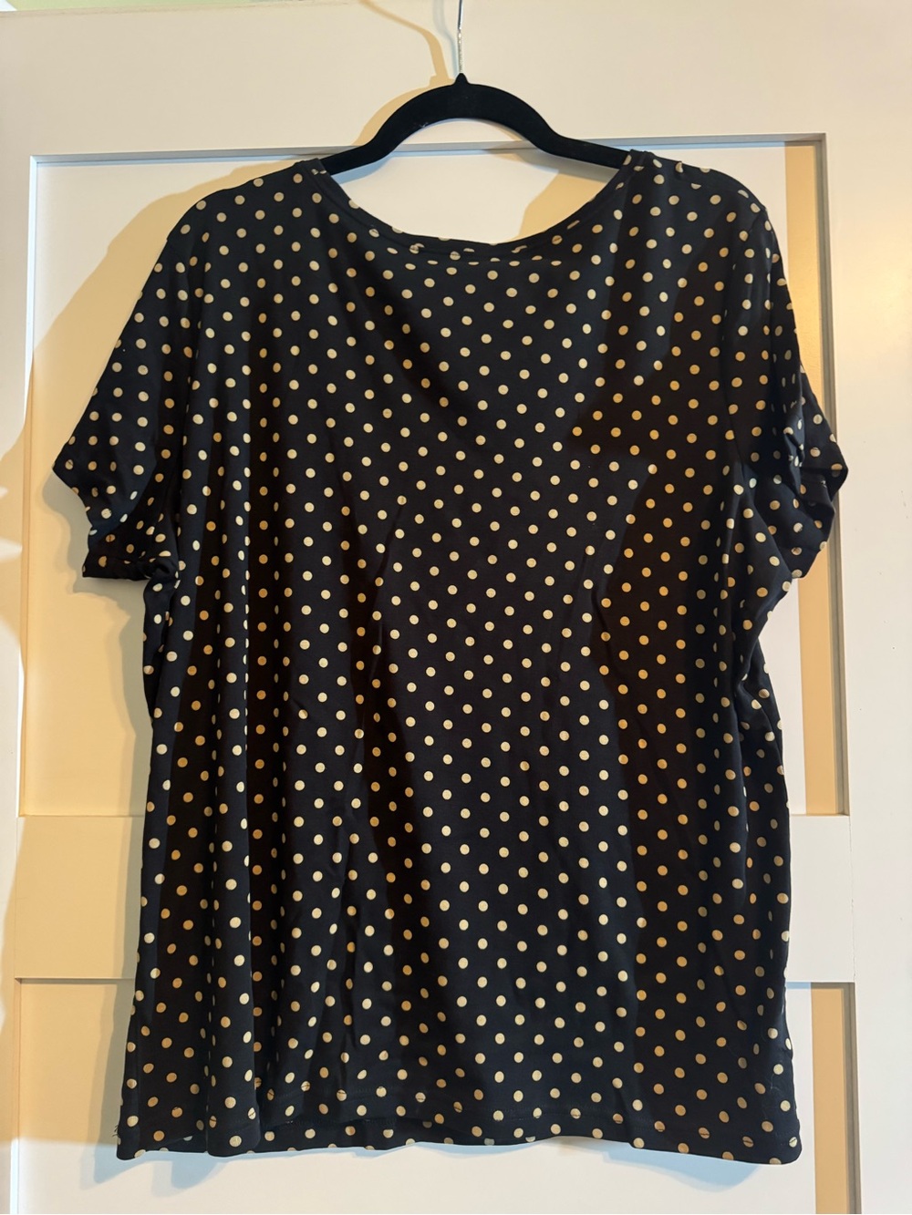 Studio Works Black Short Sleeve Polka Dot Blouse